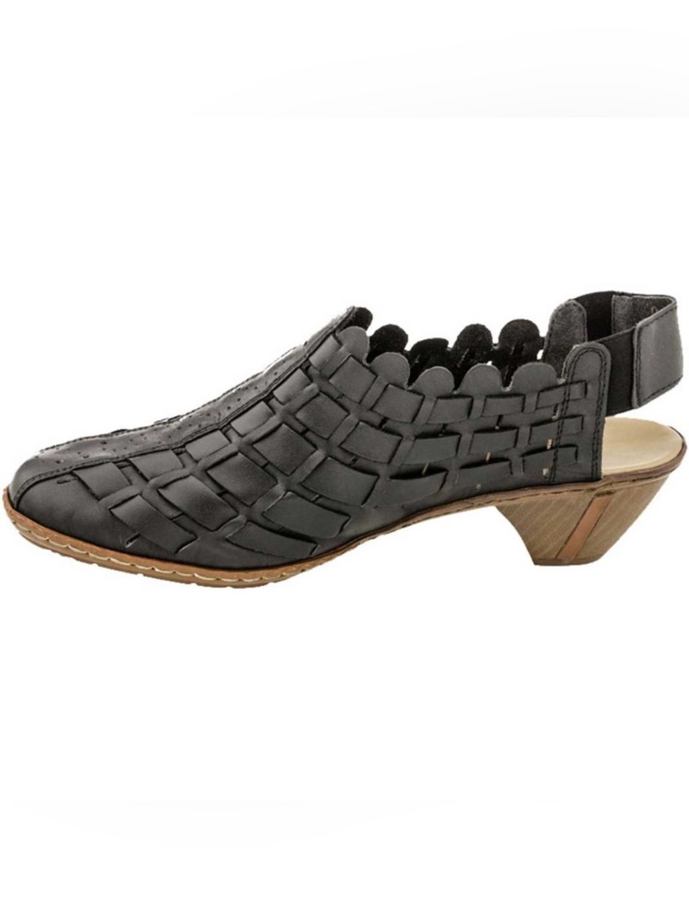Rieker | Sina 78 | Heel | Black | Woven Leather | 40 (8.5-9)